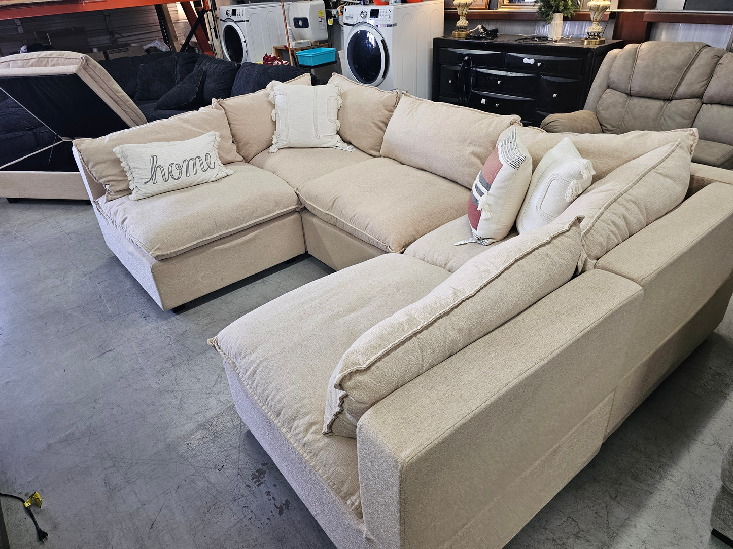 Modular Beige Ashley Furniture Sectional Couch - D84