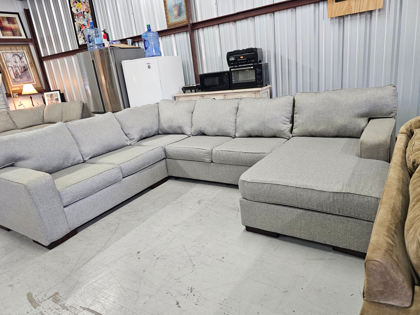 Gray U-Shaped Sectional Couch with Chaise by Ashley Furniture - D82
