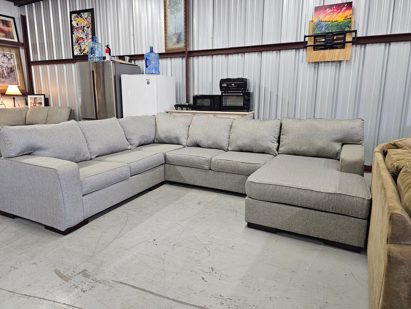 Gray U-Shaped Sectional Couch with Chaise by Ashley Furniture - D82