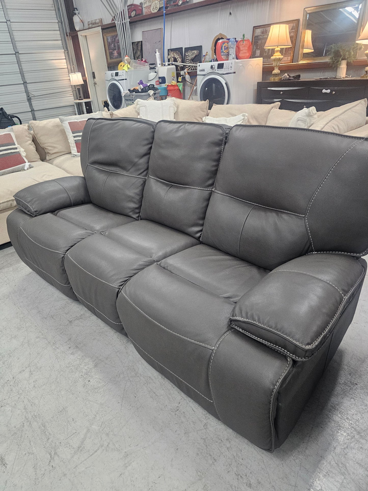 Power Reclining Leather Sofa & Loveseat Set with Power Headrests - D87