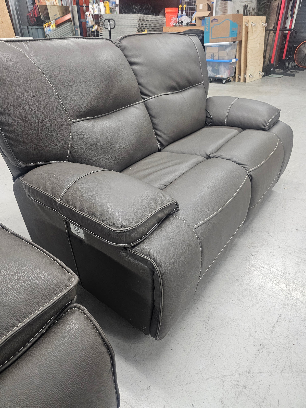 Power Reclining Leather Sofa & Loveseat Set with Power Headrests - D87