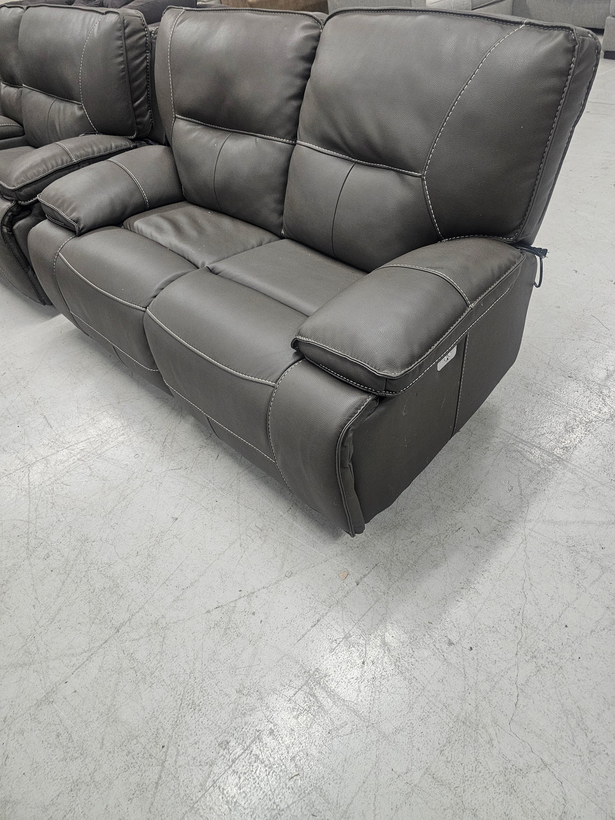 Power Reclining Leather Sofa & Loveseat Set with Power Headrests - D87