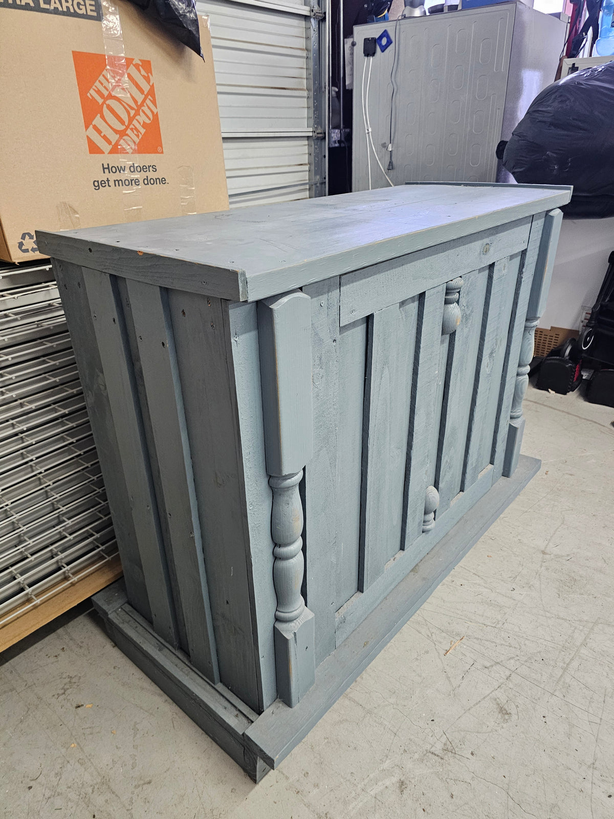 Rustic Blue Wood Home Bar / Counter – 52" Wide - misc3