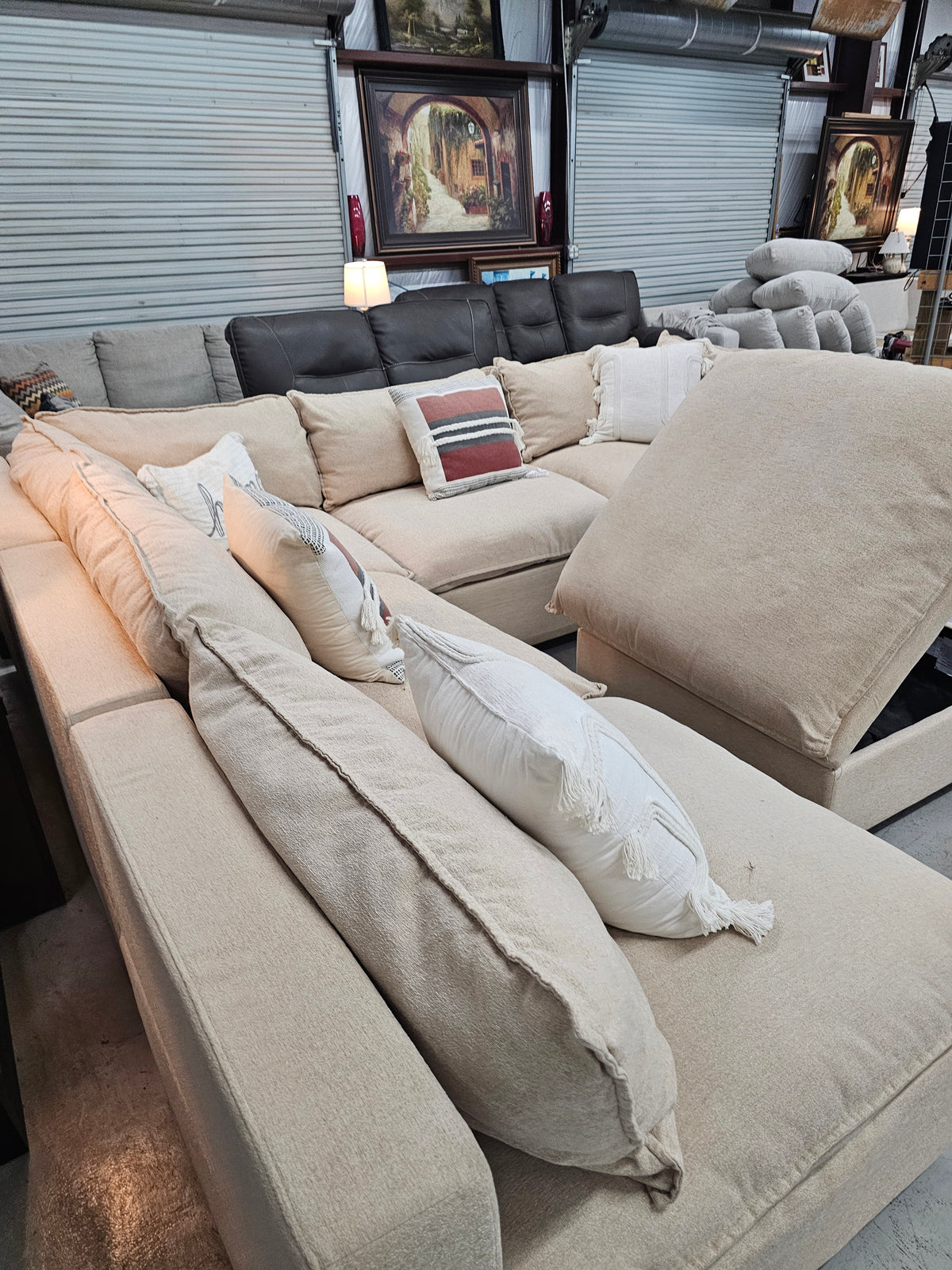 Modular Beige Ashley Furniture Sectional Couch - D84