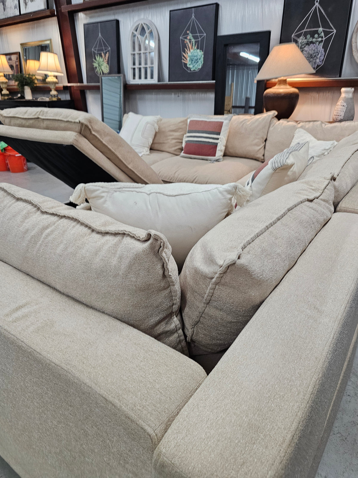 Modular Beige Ashley Furniture Sectional Couch - D84