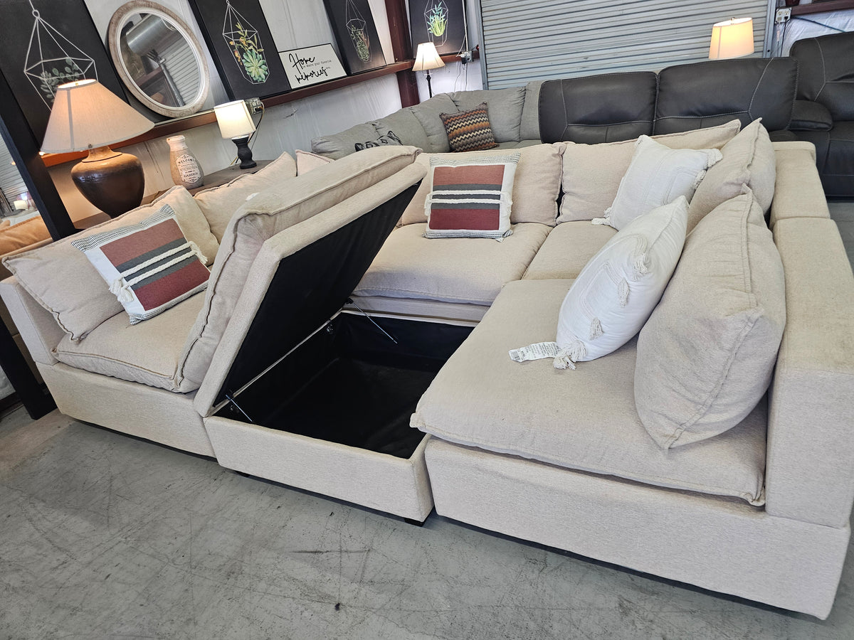 Modular Beige Ashley Furniture Sectional Couch - D84