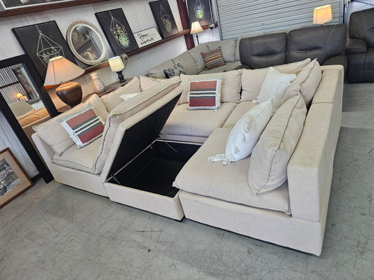 Modular Beige Ashley Furniture Sectional Couch - D84