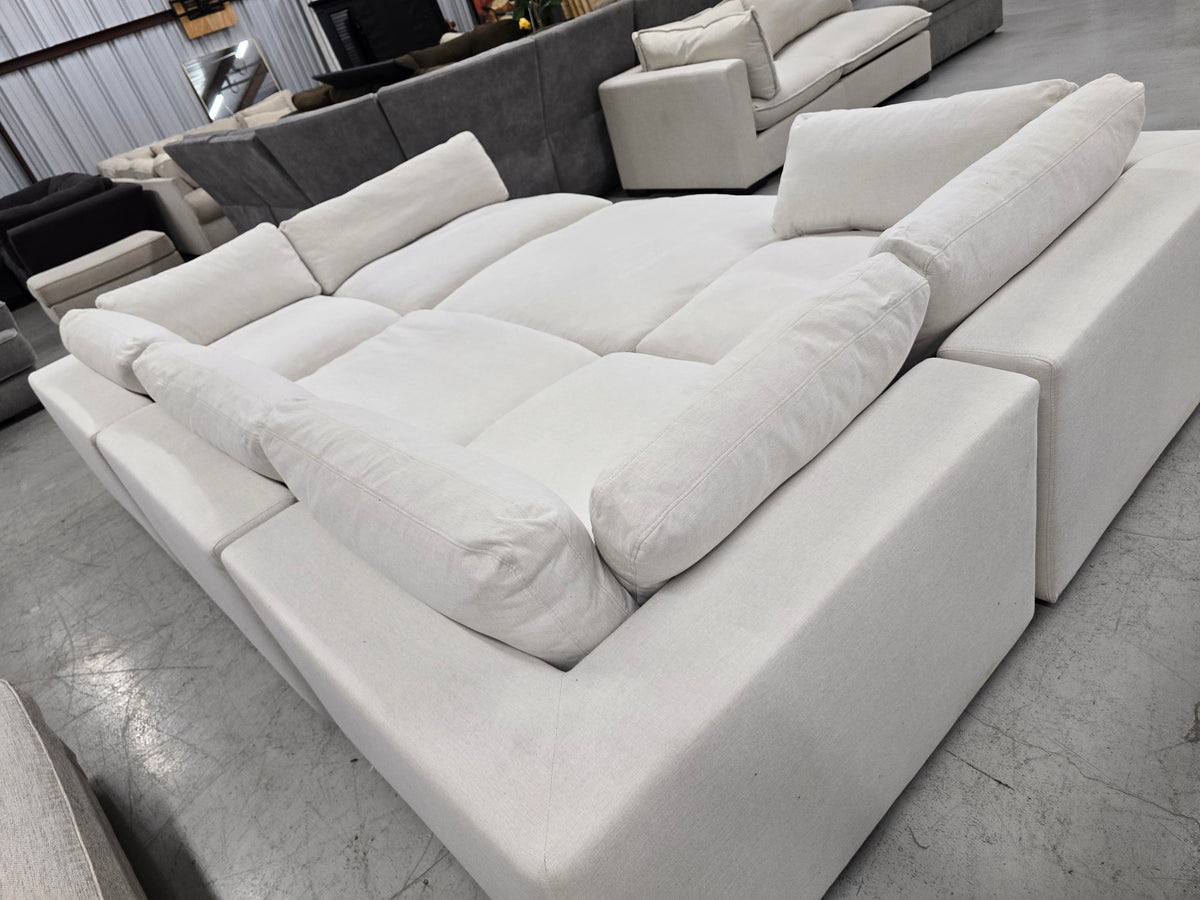 Huge Light Beige Cloud Modular Sectional Couch with Ottoman - D100