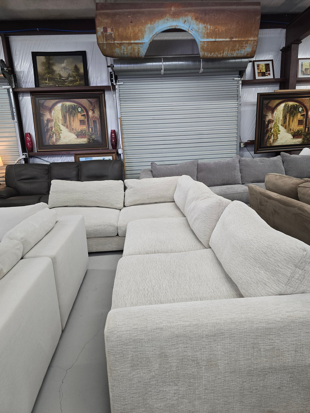 Light Beige Cindy Crawford Sectional Couch - D104