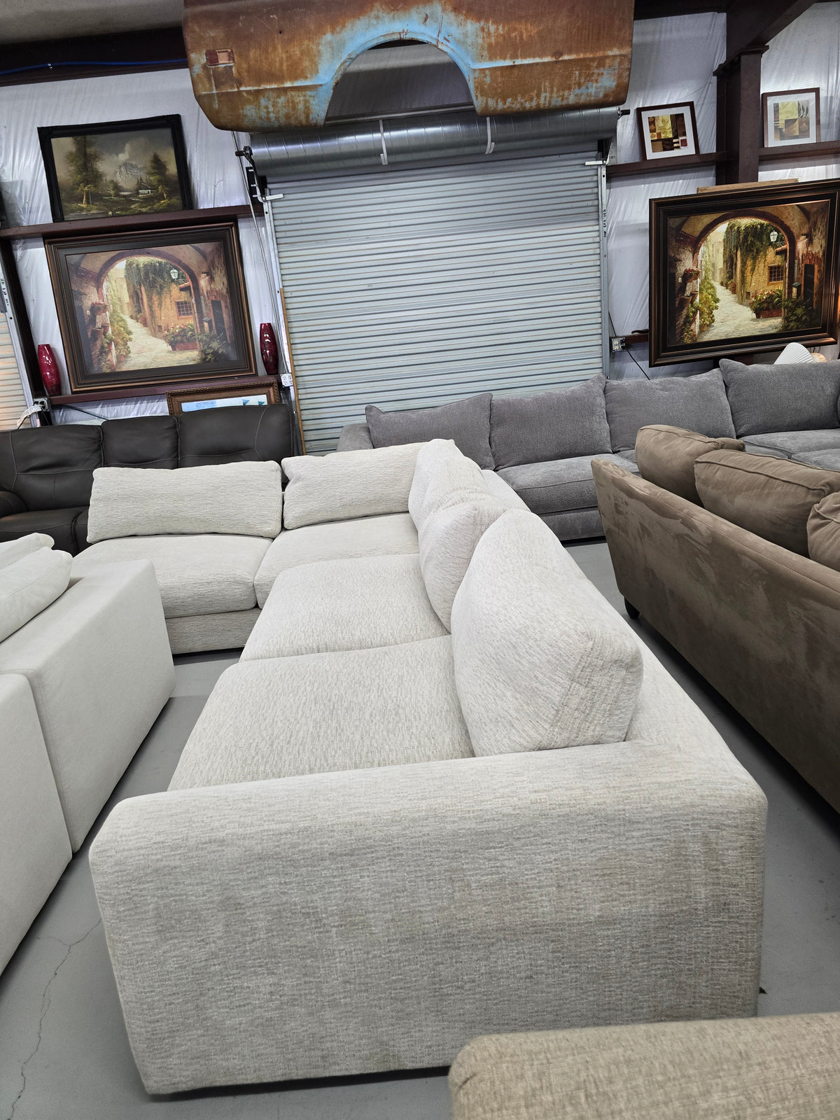 Light Beige Cindy Crawford Sectional Couch - D104