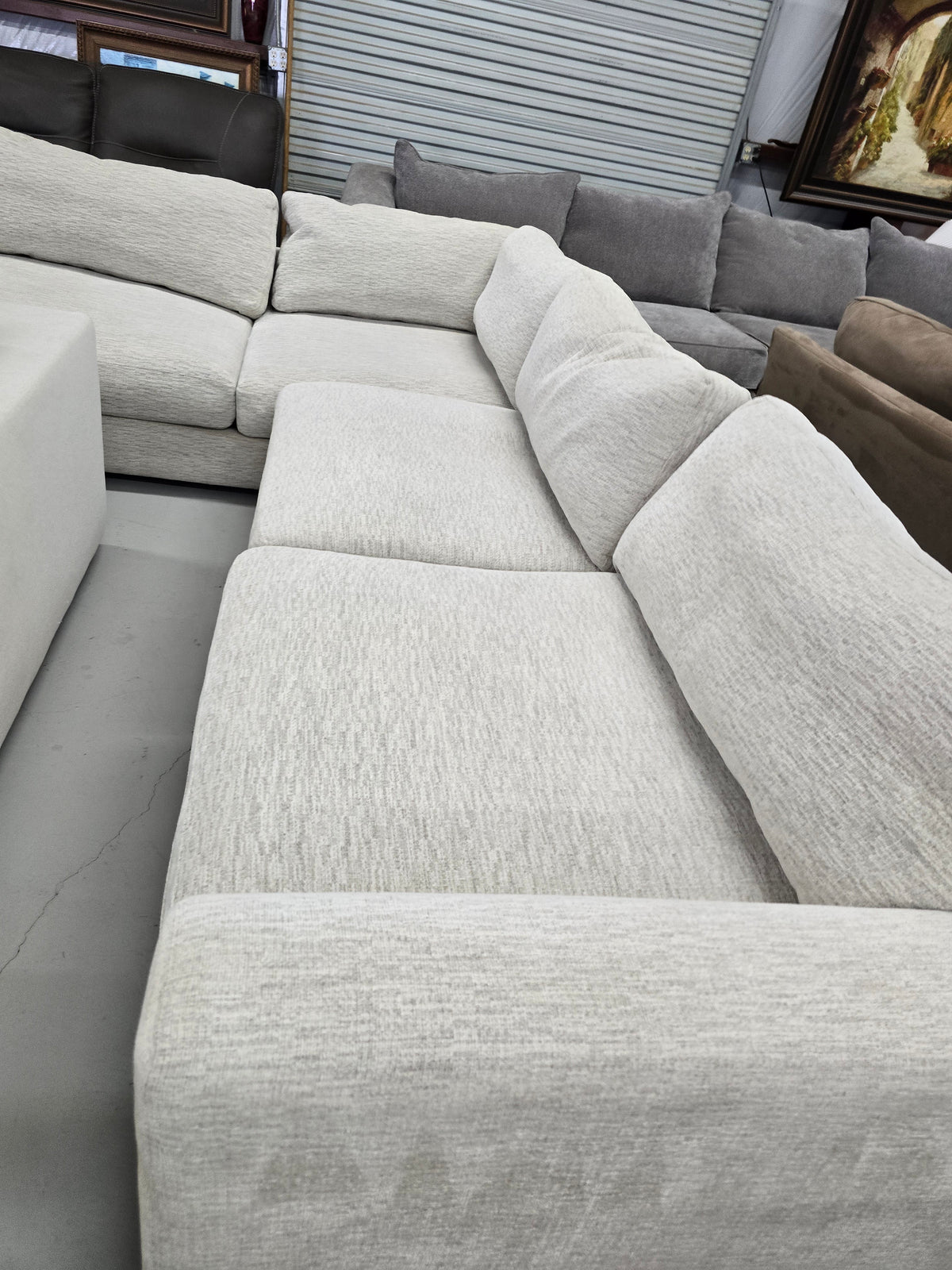Light Beige Cindy Crawford Sectional Couch - D104