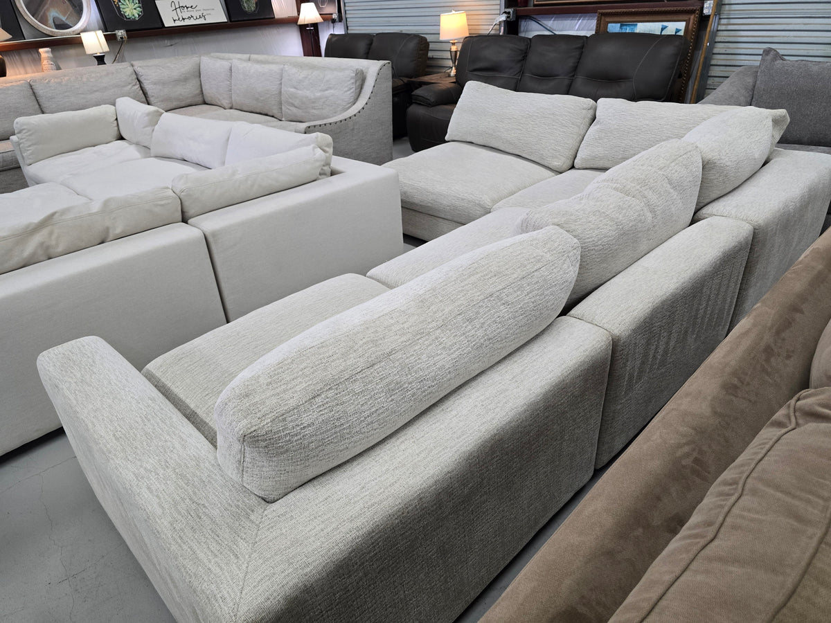 Light Beige Cindy Crawford Sectional Couch - D104