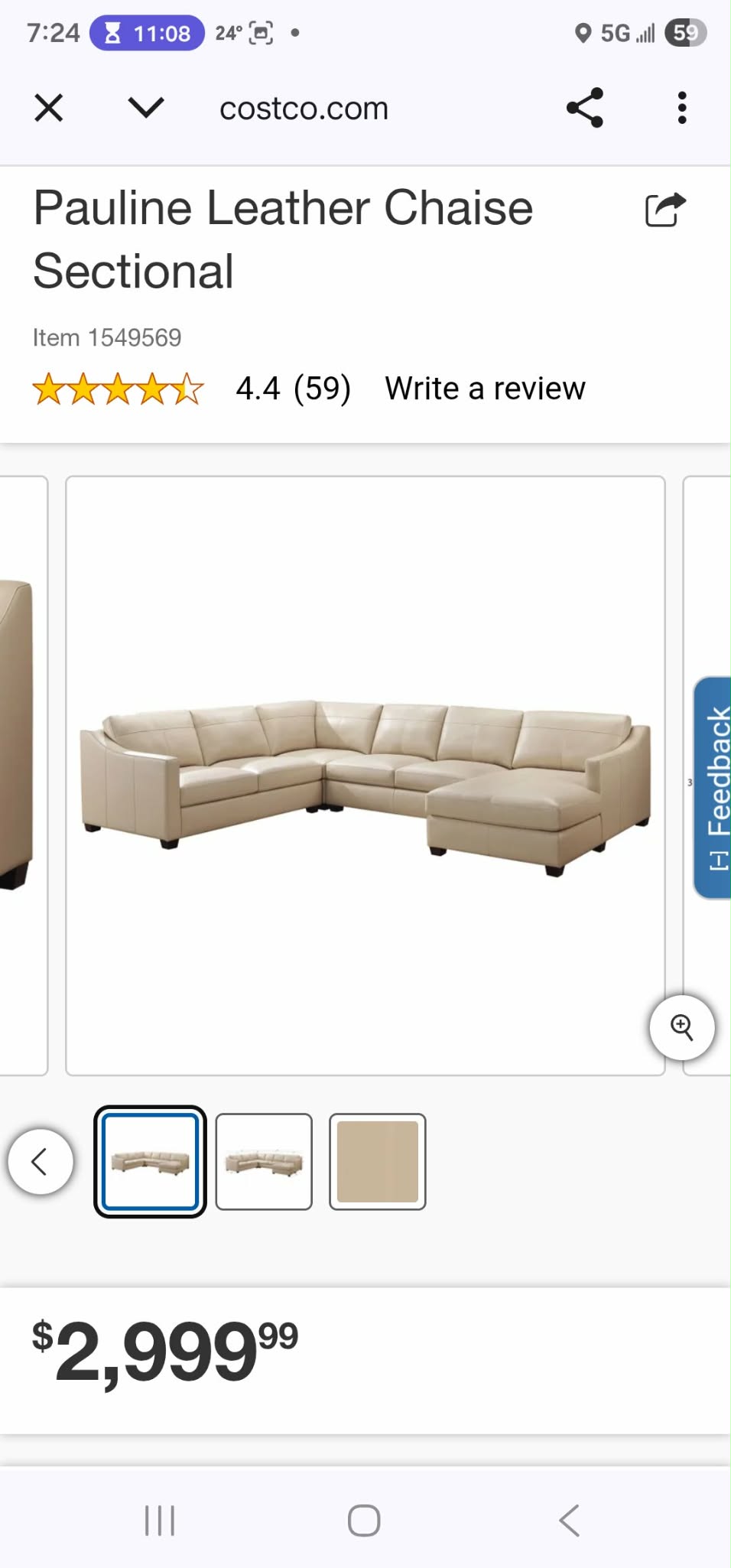 🔥 Beige Leather Chaise Sectional – SAME-DAY DELIVERY 🚚