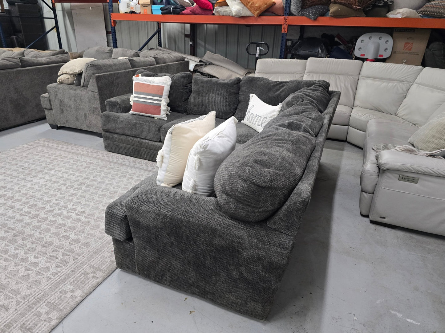 Gray L-Shaped Fluffy Sectional Couch 🚛 CAN DELIVER TODAY 🚚