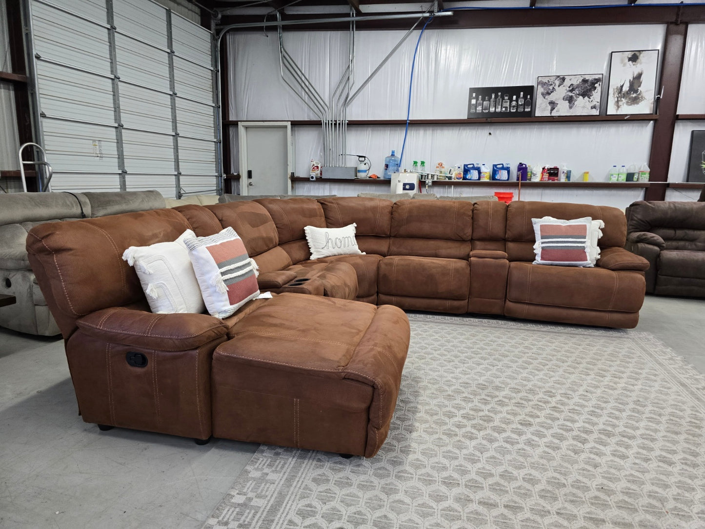Reclining Brown Sectional Couch With Chase Lounge 🚛 CAN DELIVER TODAY 🚚