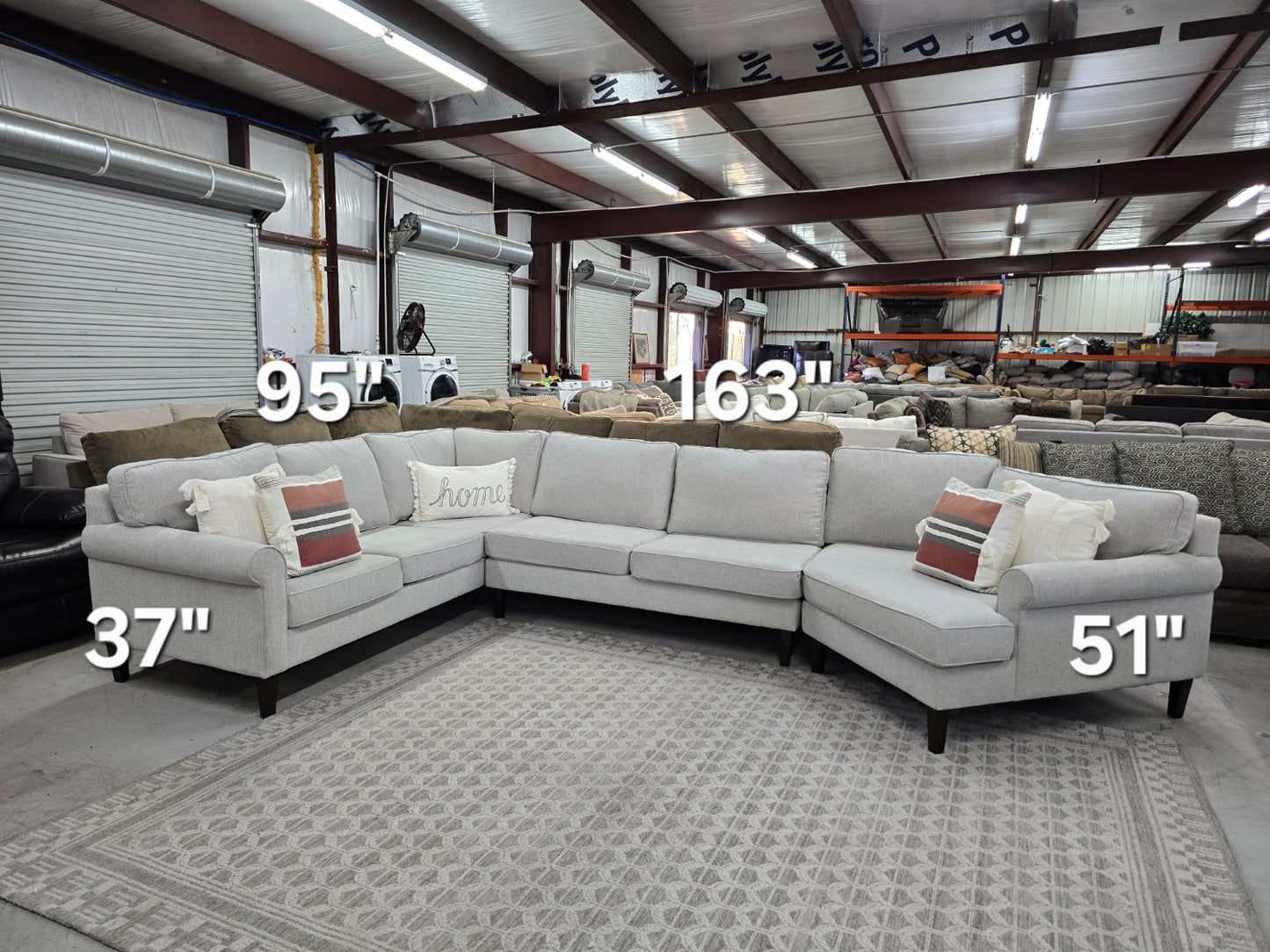Gray Sectional Sofa – 163” Long – Deep & Comfy 🚛 FAST SAME DAY DELIVERY! 🚚