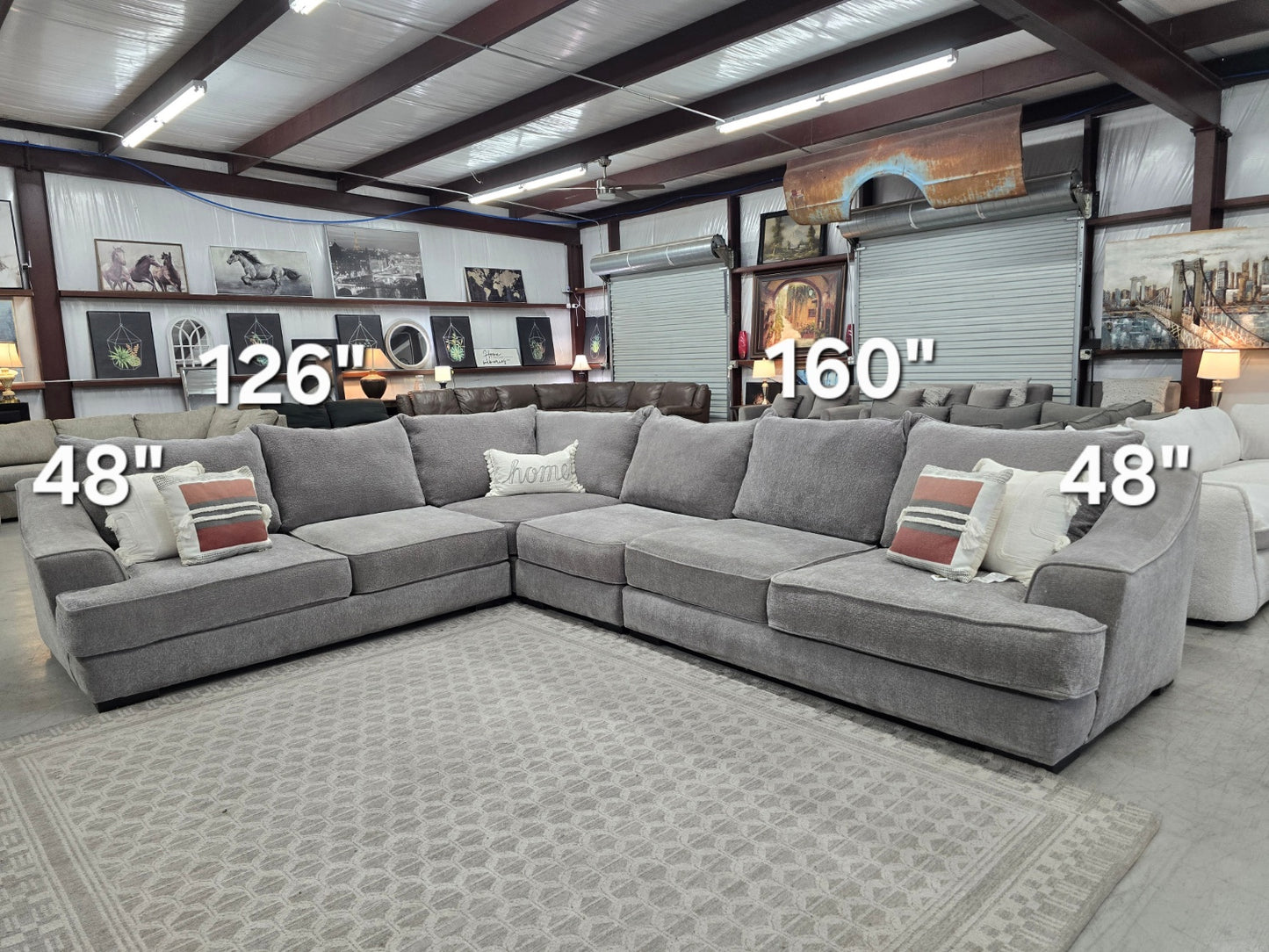 Oversized Gray Sectional Couch with Deep seats & comes w/ottoman 🚛 FAST SAME DAY DELIVERY! 🚚