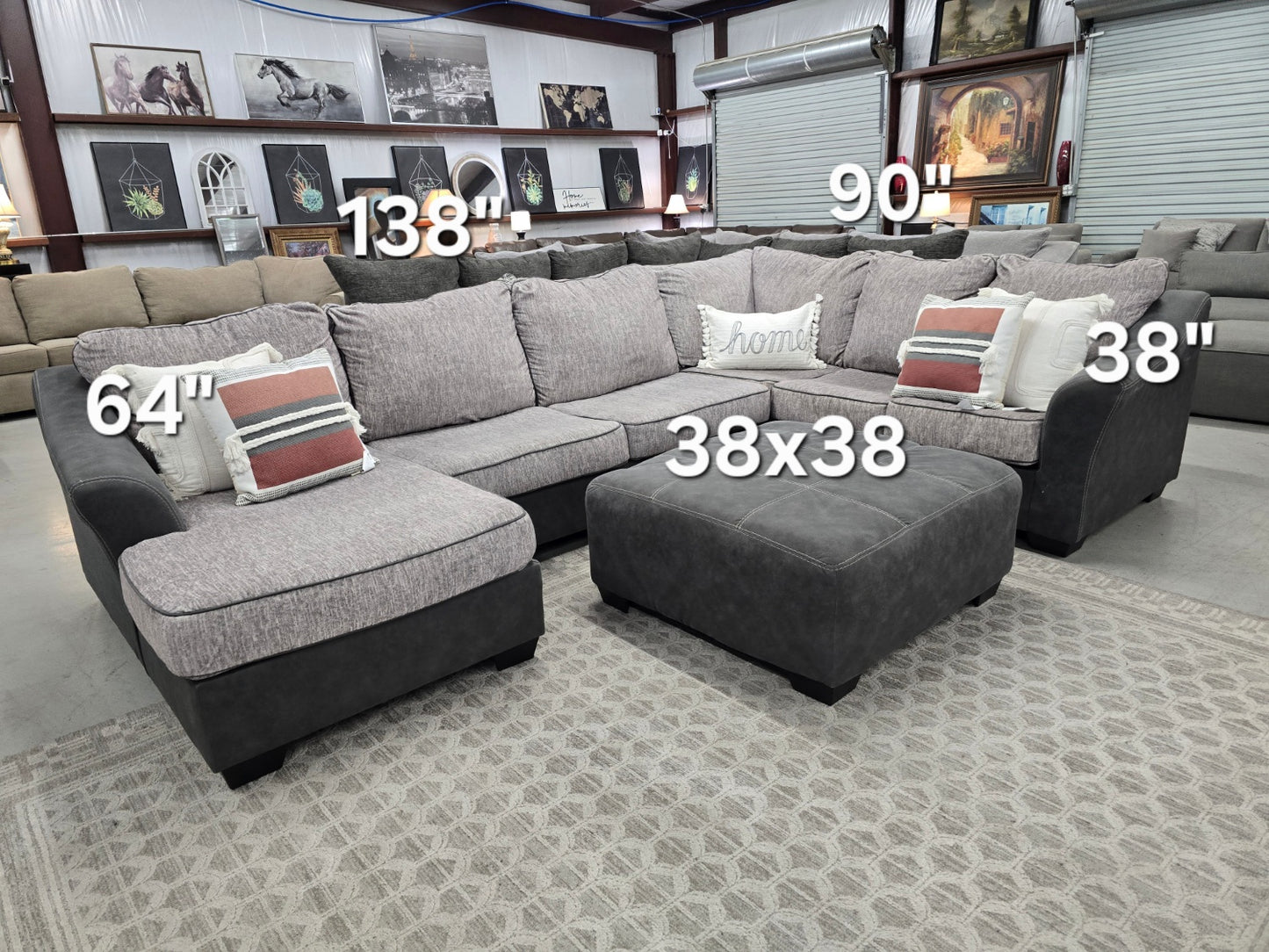 U-SHAPED SECTIONAL COUCH WITH OTTOMAN 🚛 FAST SAME DAY DELIVERY! 🚚