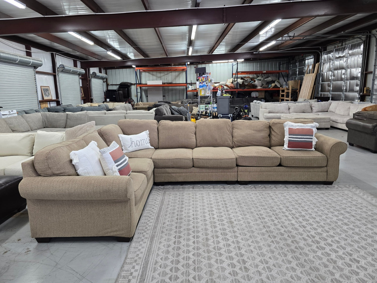 Large Brown Sectional Couch... SAME DAY DELIVERY AVAILABLE