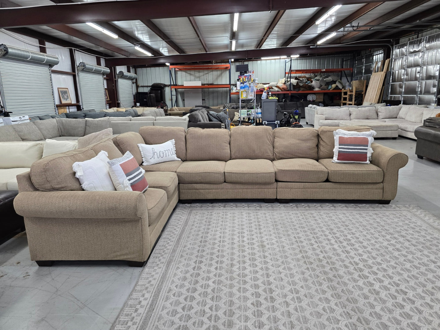 Large Brown Sectional Couch... SAME DAY DELIVERY AVAILABLE