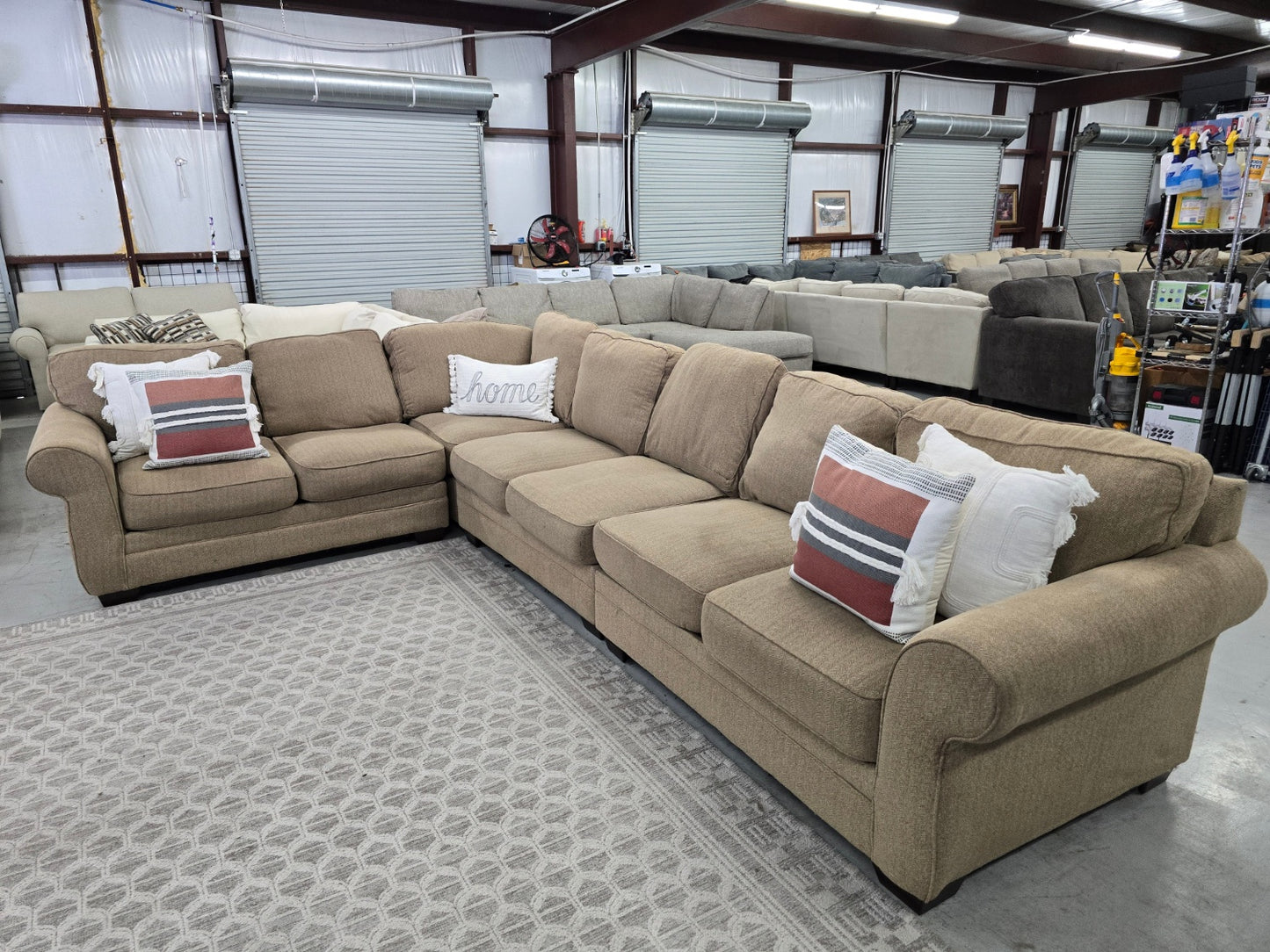 Large Brown Sectional Couch... SAME DAY DELIVERY AVAILABLE