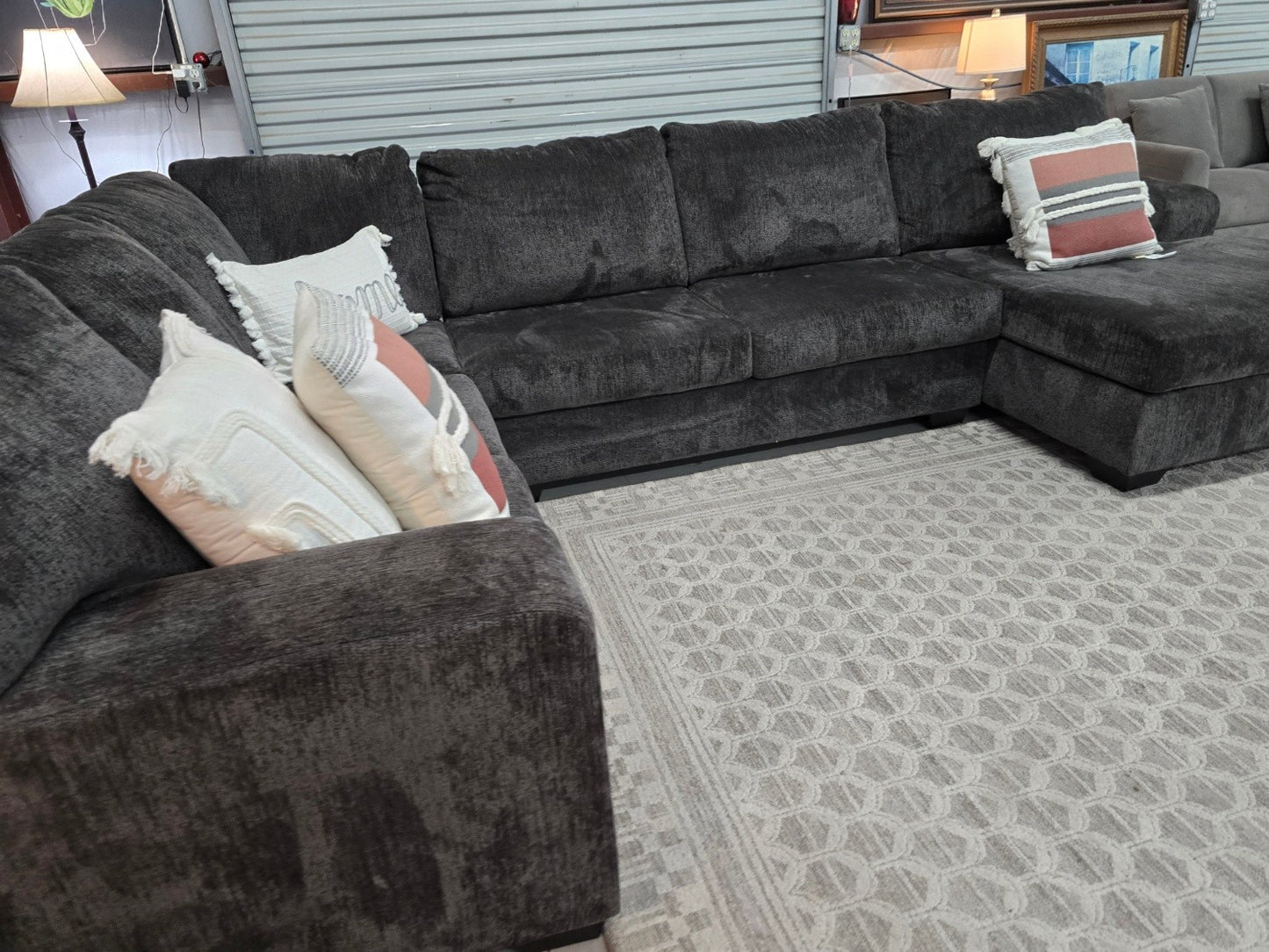 Dark Gray U-Shaped Sectional Couch with 🚛 FAST SAME DAY DELIVERY! 🚚