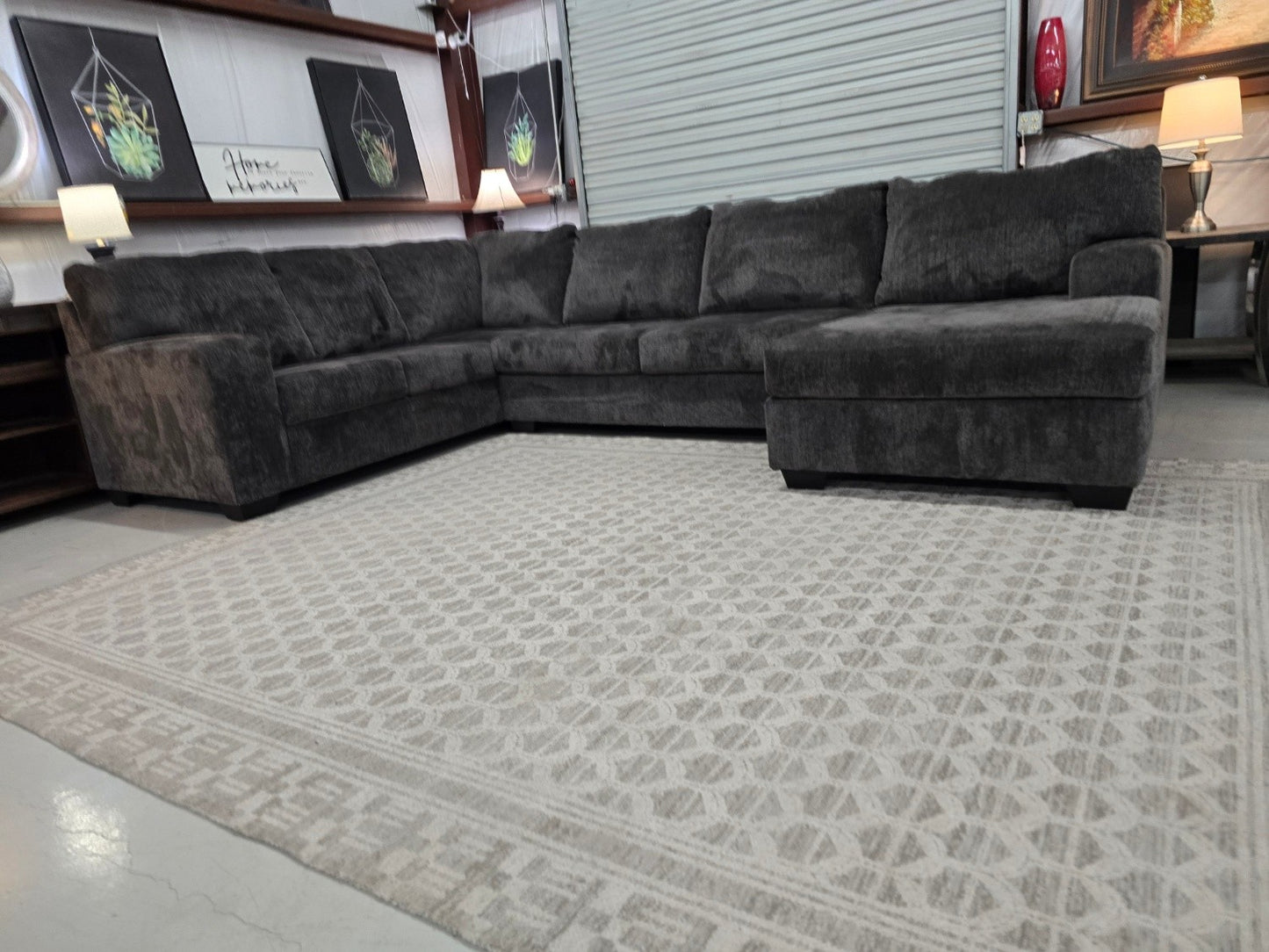 Dark Gray U-Shaped Sectional Couch with 🚛 FAST SAME DAY DELIVERY! 🚚