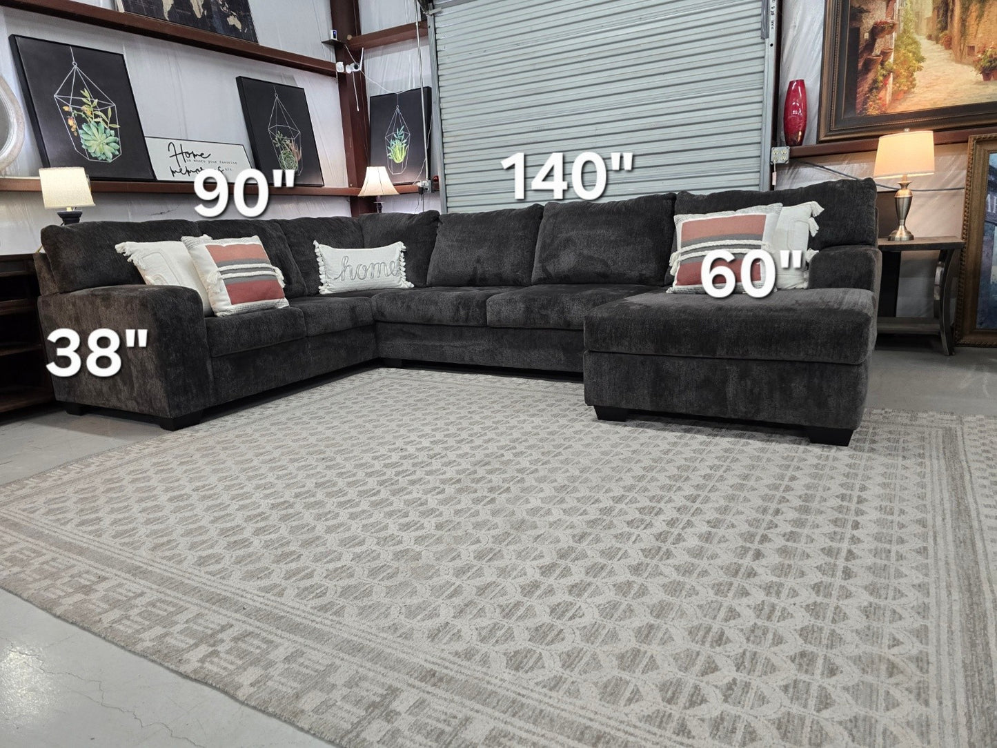 Dark Gray U-Shaped Sectional Couch with 🚛 FAST SAME DAY DELIVERY! 🚚