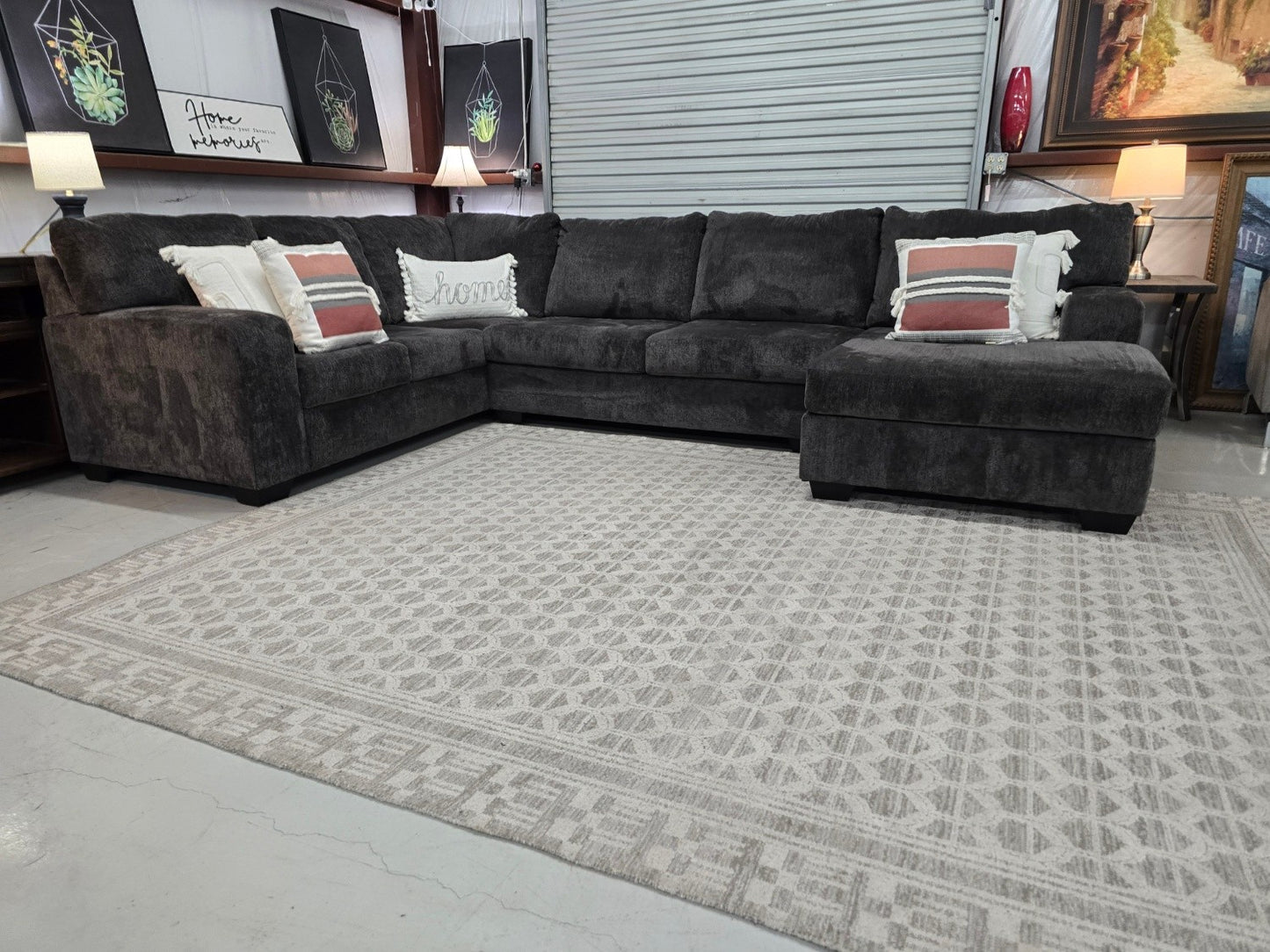 Dark Gray U-Shaped Sectional Couch with 🚛 FAST SAME DAY DELIVERY! 🚚