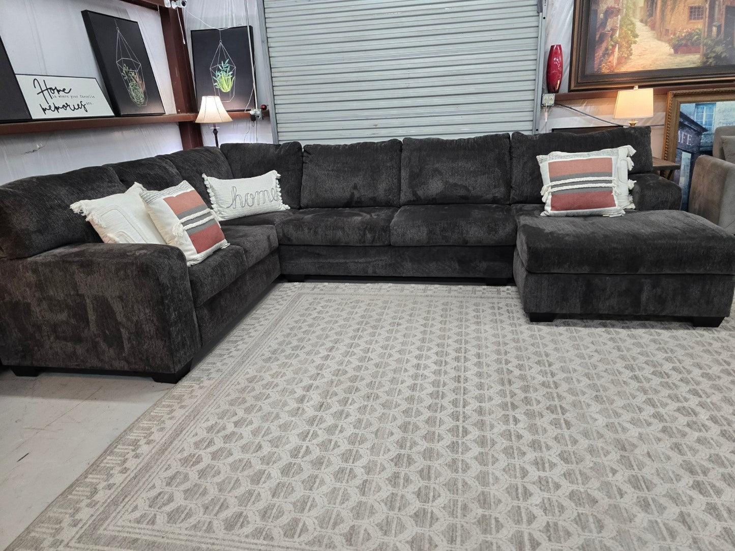 Dark Gray U-Shaped Sectional Couch with 🚛 FAST SAME DAY DELIVERY! 🚚