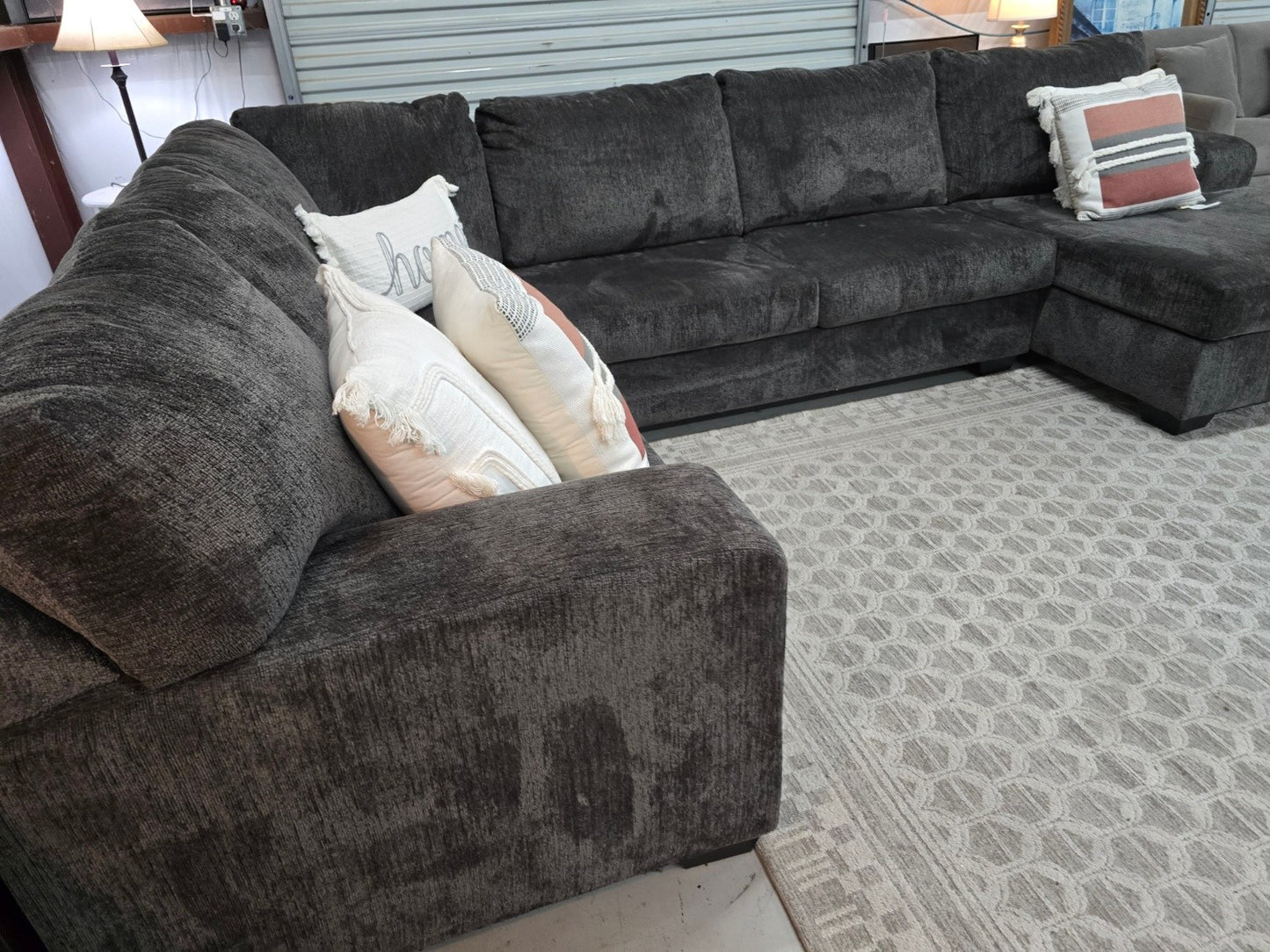 Dark Gray U-Shaped Sectional Couch with 🚛 FAST SAME DAY DELIVERY! 🚚