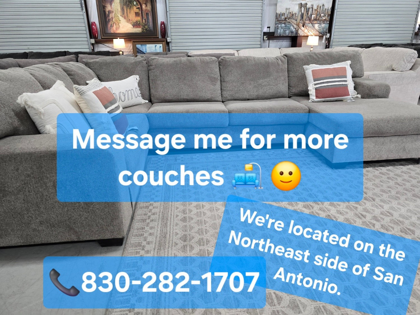 Light Gray U-Shaped Sectional Couch with 🚛 FAST SAME DAY DELIVERY! 🚚