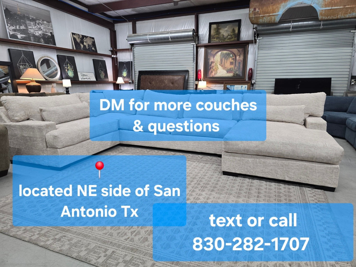 ✨ LIKE-NEW Oversized “Snuggle Down” 3-Piece Sectional – ZAFTIG PARCHMENT : (same day delivery) ✨