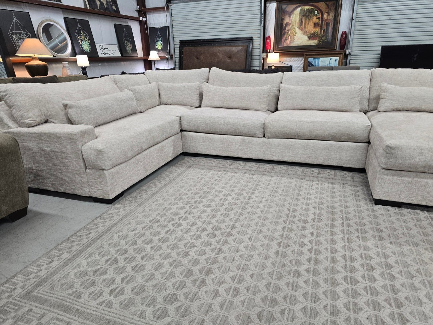 ✨ LIKE-NEW Oversized “Snuggle Down” 3-Piece Sectional – ZAFTIG PARCHMENT : (same day delivery) ✨