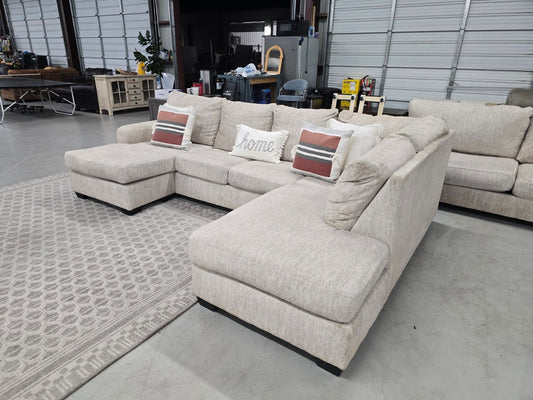 Beige U-Shaped Sectional Couch (Get On The Early BLACK FRIDAY DEALS) 🚛 FAST SAME DAY DELIVERY! 🚚