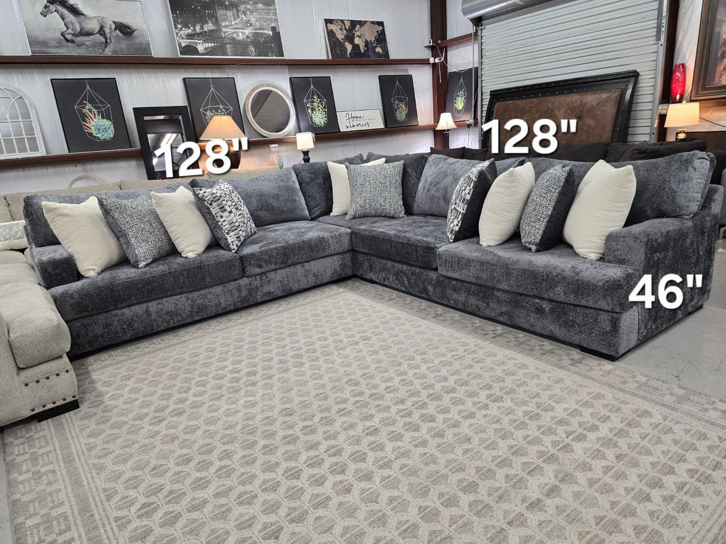 Luxury Mega Furniture “Mateo 1227” U-Shaped Sectional – Utopia Pewter/Slate – LIKE NEW 🚛 FAST SAME DAY DELIVERY! 🚚