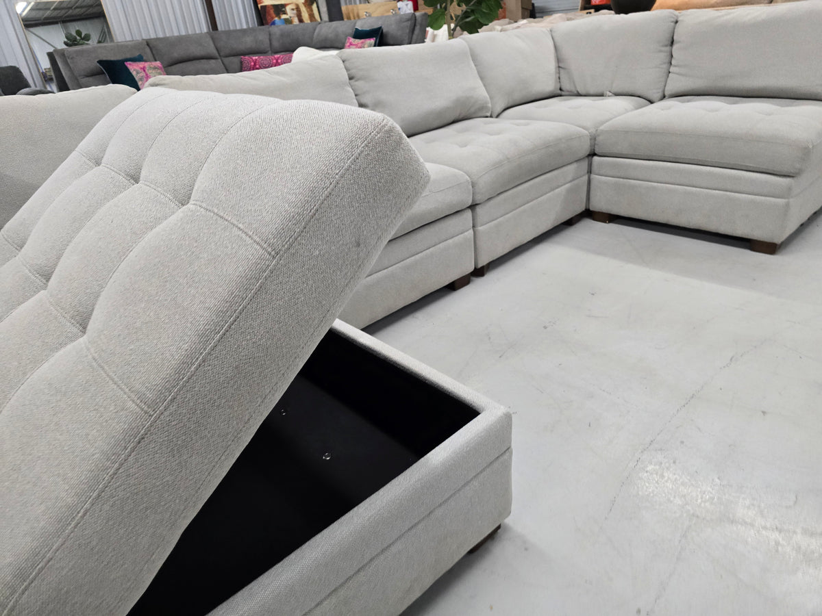 Gray 6-Piece Modular Sectional Couch with Storage Ottoman | Costco - D108