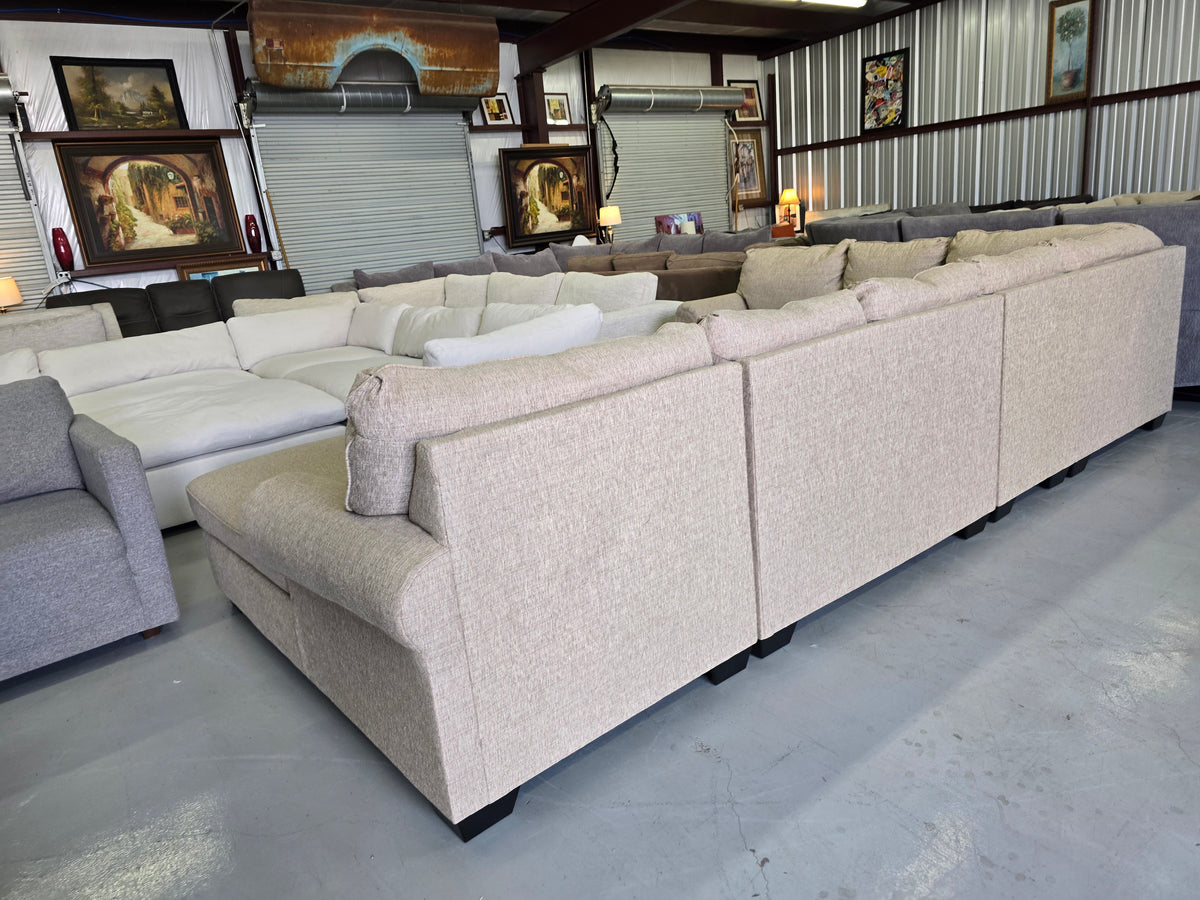 Huge Ashley Furniture Tan U-Shaped Sectional Couch - D106