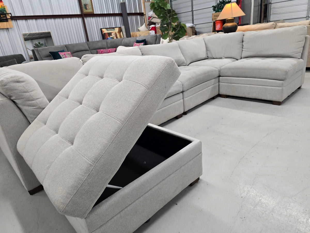 Gray 6-Piece Modular Sectional Couch with Storage Ottoman | Costco - D108