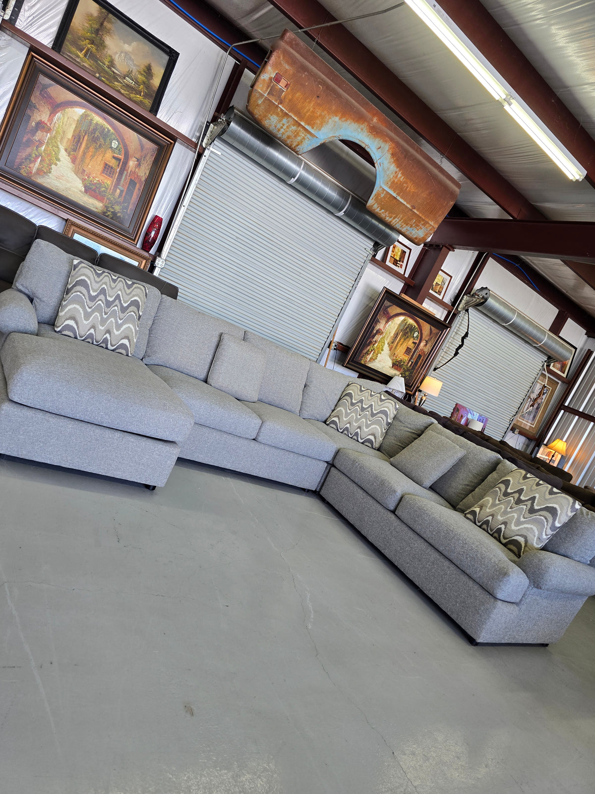 Bernhardt Large Gray U-Shaped Sectional Couch - D110
