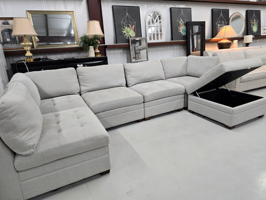 Thomasville Gray Modular Sectional Couch with Storage Ottoman | Costco - D108