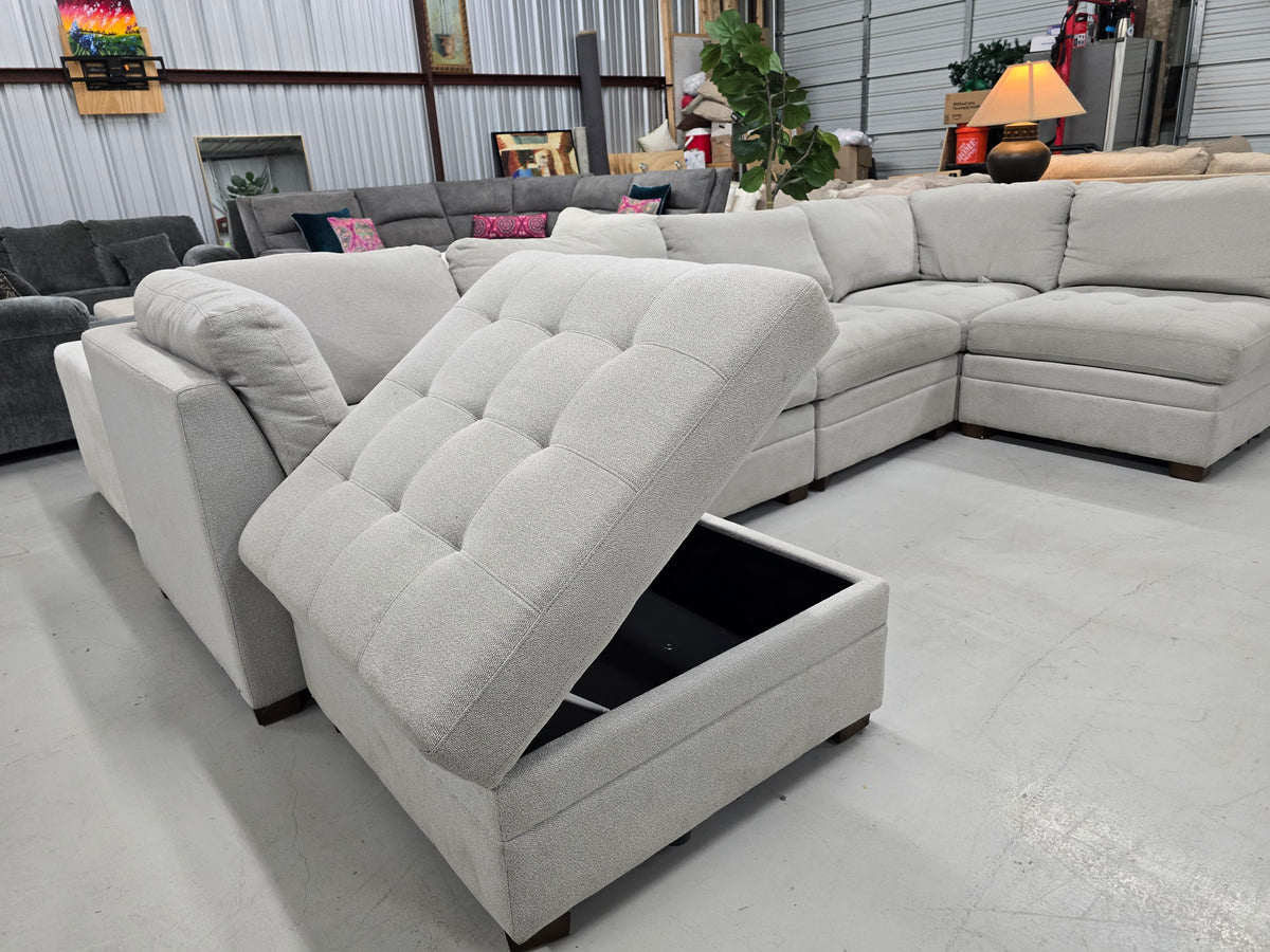 Gray 6-Piece Modular Sectional Couch with Storage Ottoman | Costco - D108