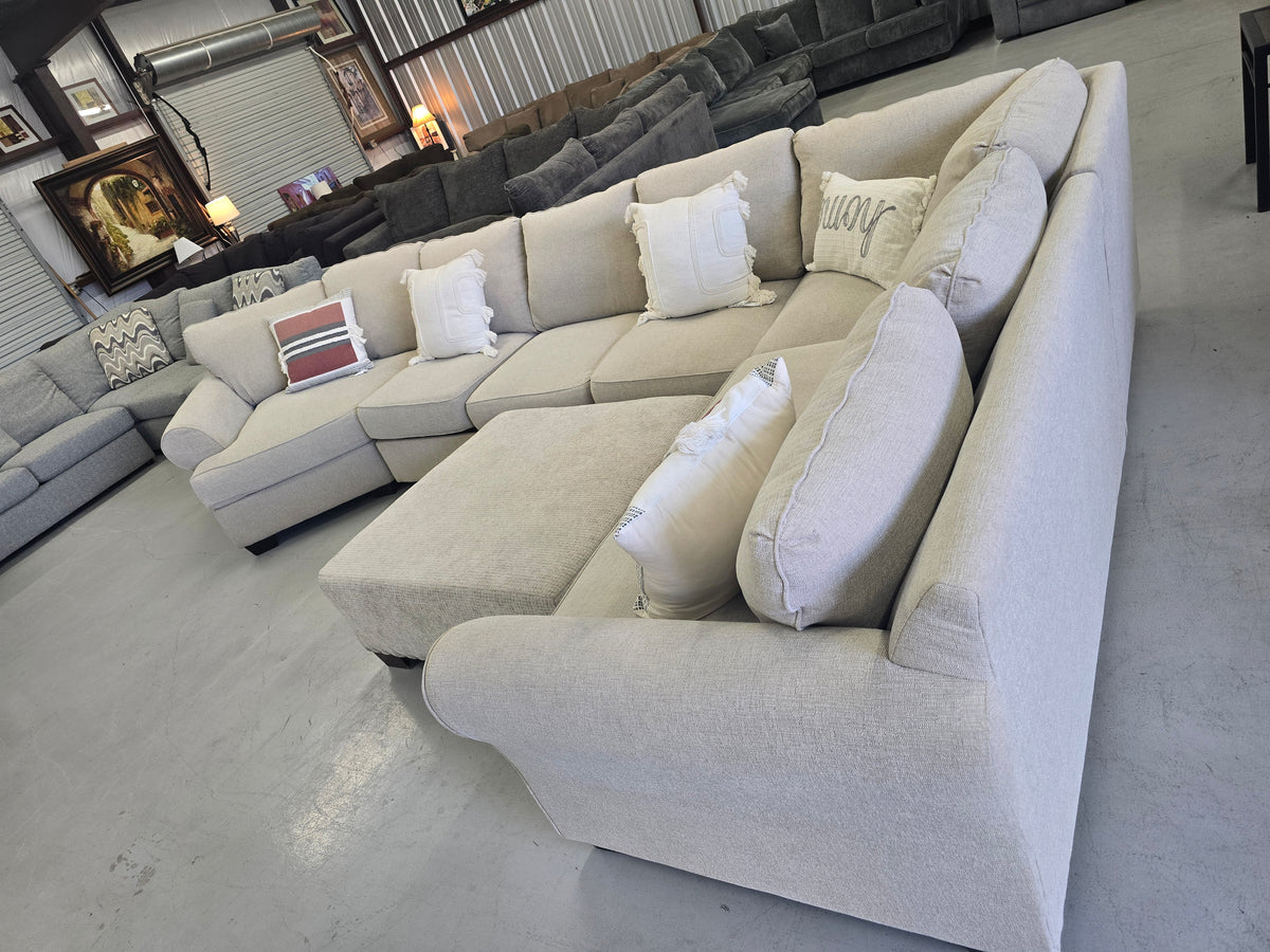 Beige Sectional with ottoman - D111